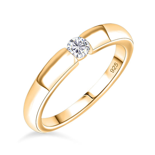 Moissanit Ring 925 Silber vergoldet (Größe 20.00) ca. 0,16 ct