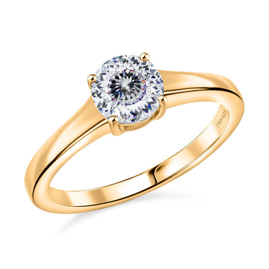 D'Joy 120 Facetten Moissanit Ring 925 Silber vergoldet (Größe 21.00) ca. 0,78 ct