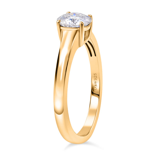 D'Joy 120 Facetten Moissanit Ring 925 Silber vergoldet (Größe 21.00) ca. 0,78 ct