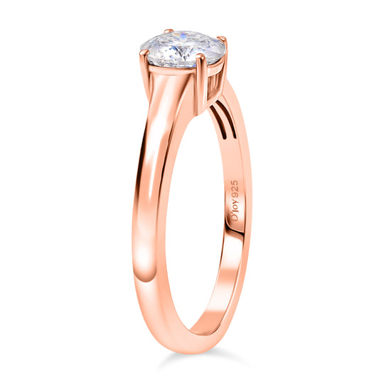 D'Joy 120 Facetten Moissanit Ring 925 Silber rosévergoldet (Größe 21.00) ca. 0,78 ct