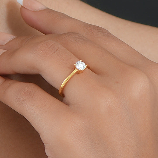 D'Joy Moissanit Ring 925 Silber vergoldet (Größe 18.00) ca. 0,46 ct