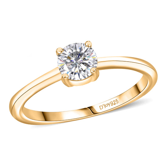 D'Joy Moissanit Ring 925 Silber vergoldet (Größe 18.00) ca. 0,46 ct