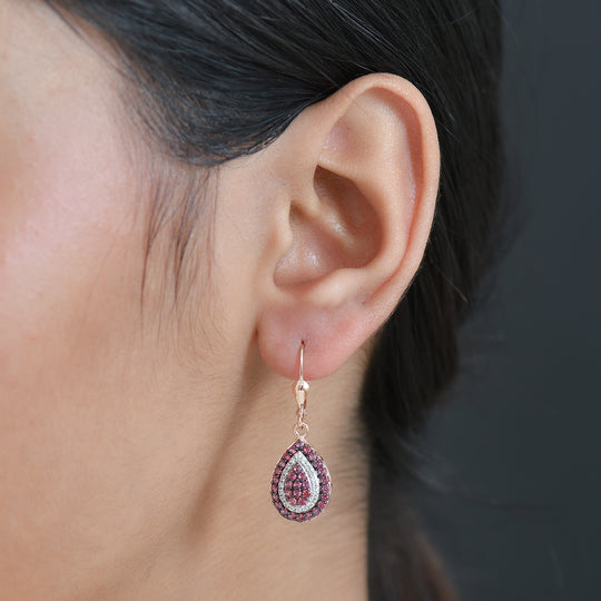 D'Joy AA Padparadscha Saphir, Weißer Zirkon Ohrringe 925 Silber 750 Roségold Vermeil ca. 1,58 ct.