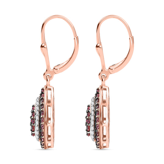 D'Joy AA Padparadscha Saphir, Weißer Zirkon Ohrringe 925 Silber 750 Roségold Vermeil ca. 1,58 ct.