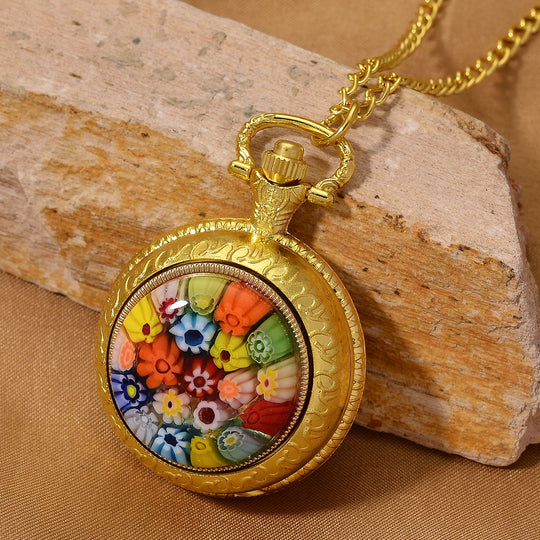 EXKLUSIVES ANGEBOT STRADA SPINNING Uhr mehrfarbiges Murano-Stil Glas mit Japanisches Uhrwerk 91.4 cm