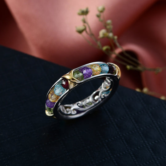 EVER TRUE AA Mehrfarbiger Edelstein Ring Nickelfreies Messing (Größe 19.00) ca. 5.22 ct