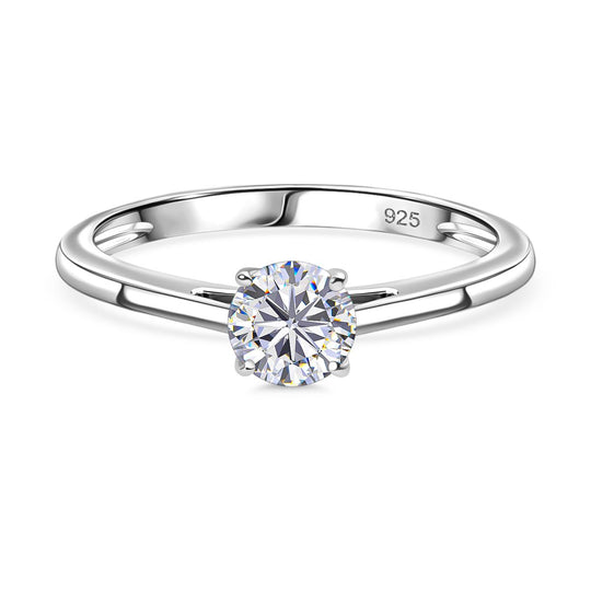 Moissanit Ring 925 Silber rhodiniert (Größe 21.00) ca. 0,46 ct