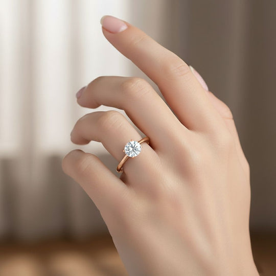 Moissanit Ring 925 Silber 750 rosévergoldet (Größe 21.00) ca. 0,47 ct