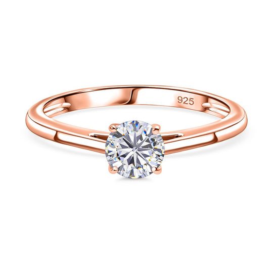 Moissanit Ring 925 Silber 750 rosévergoldet (Größe 21.00) ca. 0,47 ct