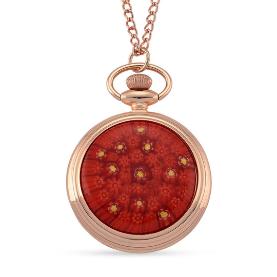 STRADA - Rotes Murano-Stil Glas PC21S Japanisches Uhrwerk, 91.4 cm Eisen Rose