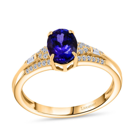 AAA Tansanit, Lab Grown Diamant Ring 375 Gold (Größe 21.00) ca. 1.53 ct
