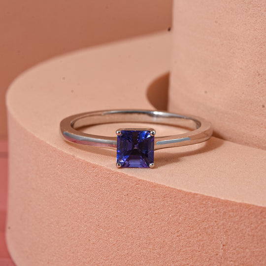 D'Joy AA Tansanit Ring 925 Silber rhodiniert (Größe 20.00) ca. 0,63 ct