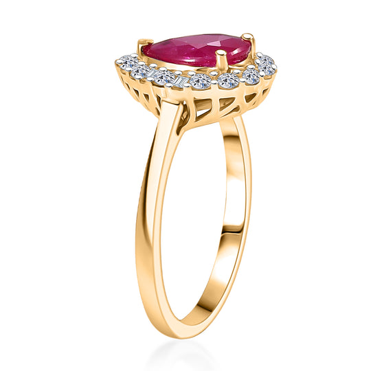 LUXURIANT (10-16 Werktage Lieferzeit) 2,06 ct. AAA natürlicher Mosambik Rubin und Labor Diamant Ring in 417 Gold