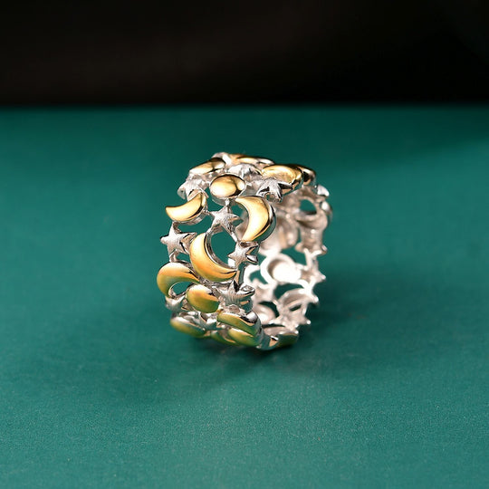 GP - Kanchanaburi Blauer Saphir Ring 925 Silber vergoldet und platiniert (Größe 18.00)