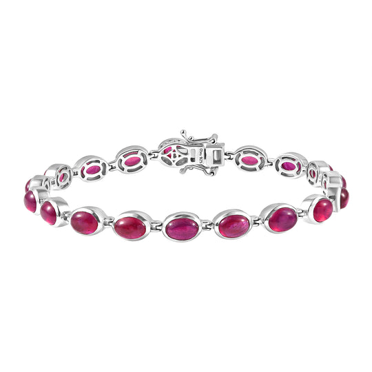 D'Joy Afrikanischer Rubin (Fissure gefüllt) Armband ca. 20 cm 925 Silber rhodiniert ca. 25,92 ct.