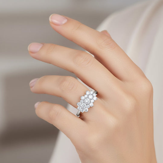 D'Joy Moissanit Ring 925 Silber rhodiniert (Größe 18.00) ca. 0,88 ct