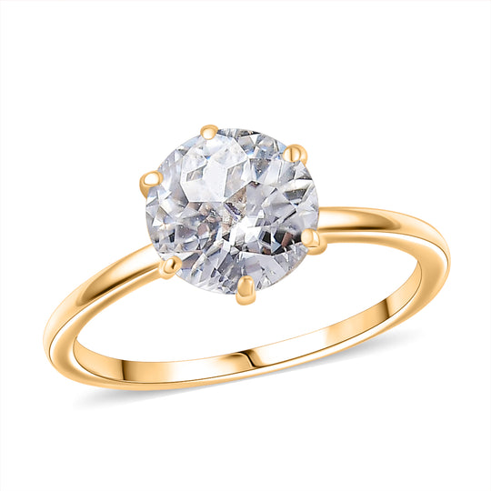 D'Joy Moissanit Ring 925 Silber 750 Gelb Vergoldet (Größe 20.00) ca. 1,77 ct