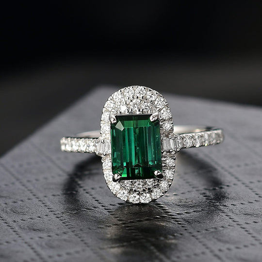 Rhapsody AAAA Pirineu Lagoon Tourmaline, Weißer Diamant AGI zertifiziert Ring 950 Platin (Größe 19.00) ca. 2.33 ct