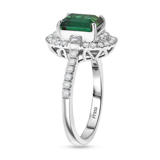 Rhapsody AAAA Pirineu Lagoon Tourmaline, Weißer Diamant AGI zertifiziert Ring 950 Platin (Größe 19.00) ca. 2.33 ct