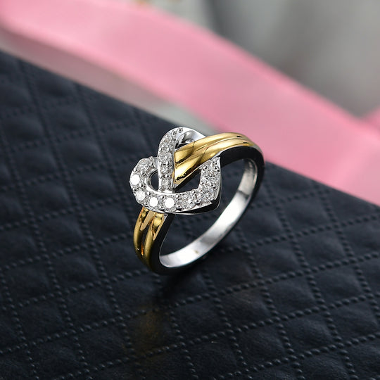 LUXURIANT DIAMOND - Lab Grown Diamant SI-GH Ring 925 Silber Rhodiniert und 750 Gelbgold Vermeil (Größe 18.00) ca. 0.35 ct