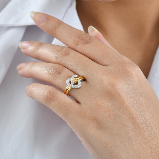 LUXURIANT DIAMOND - Lab Grown Diamant SI-GH Ring 925 Silber Rhodiniert und 750 Gelbgold Vermeil (Größe 18.00) ca. 0.35 ct