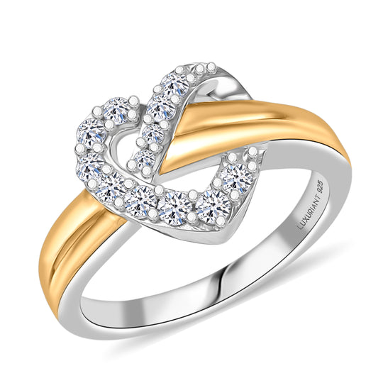 LUXURIANT DIAMOND - Lab Grown Diamant SI-GH Ring 925 Silber Rhodiniert und 750 Gelbgold Vermeil (Größe 18.00) ca. 0.35 ct
