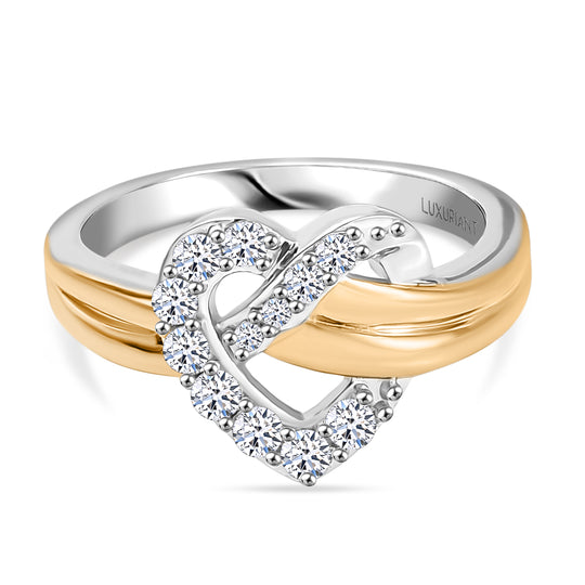 LUXURIANT DIAMOND - Lab Grown Diamant SI-GH Ring 925 Silber Rhodiniert und 750 Gelbgold Vermeil (Größe 18.00) ca. 0.35 ct