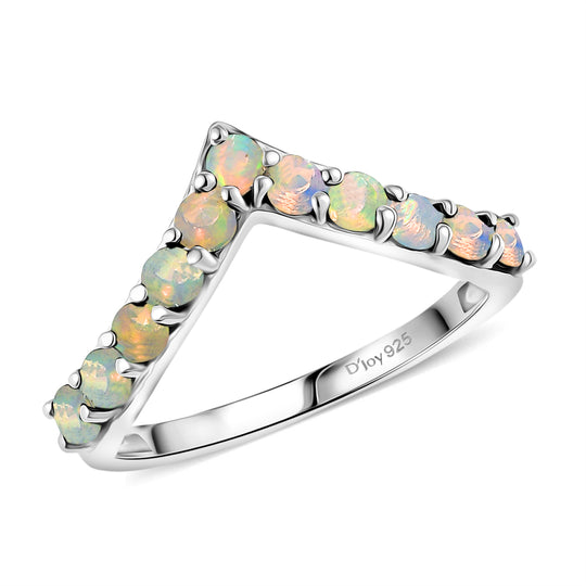 D'Joy Natürlicher, äthiopischer Welo Opal Ring 925 Silber rhodiniert (Größe 18.00) ca. 0,44 ct