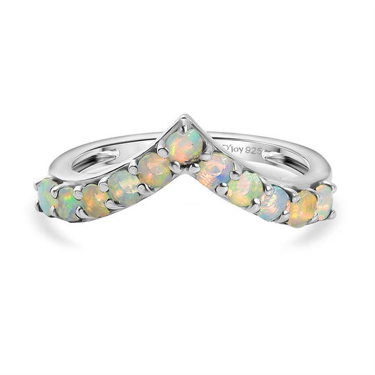 D'Joy Natürlicher, äthiopischer Welo Opal Ring 925 Silber rhodiniert (Größe 18.00) ca. 0,44 ct