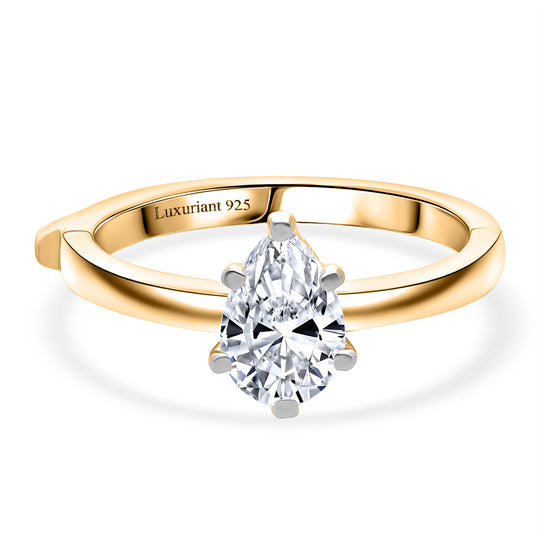 LUXURIANT DIAMOND - Lab Grown Diamant SI-GH SGL zertifiziert Ring 925 Silber 750 Gelbgold Vermeil (Größe 20.00) ca. 1.00 ct