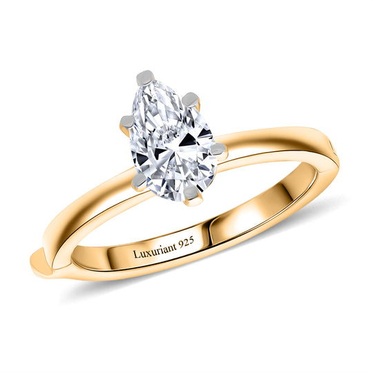LUXURIANT DIAMOND - Lab Grown Diamant SI-GH SGL zertifiziert Ring 925 Silber 750 Gelbgold Vermeil (Größe 20.00) ca. 1.00 ct