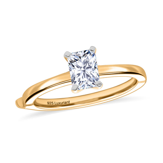 LUXURIANT DIAMOND - Lab Grown Diamant SI-GH SGL zertifiziert Radiant Ring 925 Silber 750 Gelbgold Vermeil (Größe 20.00) ca. 1.00 ct