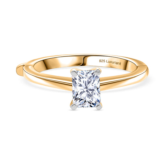 LUXURIANT DIAMOND - Lab Grown Diamant SI-GH SGL zertifiziert Radiant Ring 925 Silber 750 Gelbgold Vermeil (Größe 20.00) ca. 1.00 ct