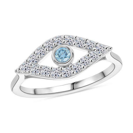 LUXURIANT DIAMOND - Lab Grown Blauer Diamant SI-GH, Lab Grown Weißer Diamant SI-GH Ring 925 Silber rhodiniert (Größe 19.00) ca. 0.50 ct