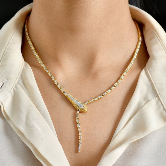 LUXURIANT DIAMOND - Lab Grown Diamant SI-GH SGL zertifiziert Halskette ca. 45 cm 925 Silber 750 Gelbgold Vermeil ca. 2.00 ct