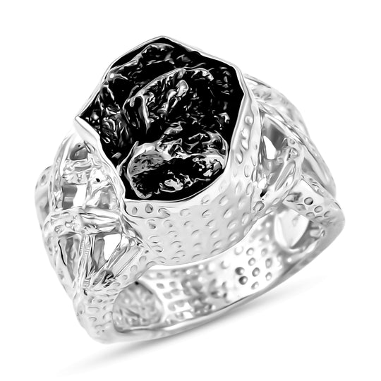 D'Joy Muonionalusta Meteorit Ring 925 Silber rhodiniert (Größe 19.00) ca. 21.00 ct