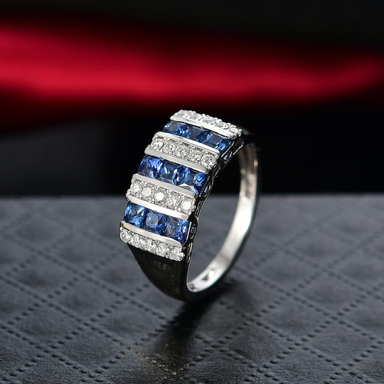 Luxuriant - AAA Ceylon-Saphir, Lab Grown Diamant AGI zertifiziert Ring 417 Gold (Größe 19.00) ca. 1.40 ct