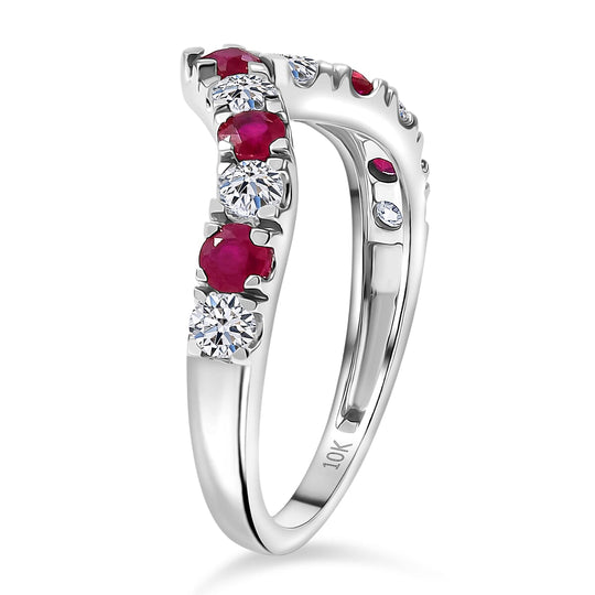 Luxuriant - AAA Natürlicher Mosambik-Rubin, Lab Grown Diamant AGI zertifiziert Ring 417 Gold (Größe 19.00) ca. 1.40 ct