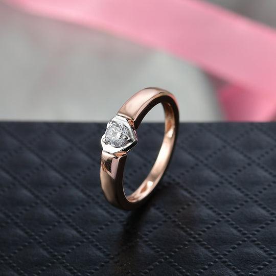 LUXURIANT SI-GH Labor Diamant Solitär Ring, 925 Silber rhodiniert und 750 Roségold Vermeil - 0,20 ct.
