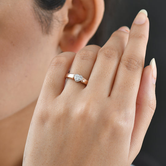 LUXURIANT SI-GH Labor Diamant Solitär Ring, 925 Silber rhodiniert und 750 Roségold Vermeil - 0,20 ct.