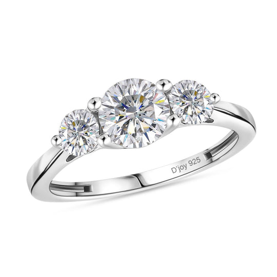 D'Joy Moissanit Ring 925 Silber rhodiniert (Größe 19.00) ca. 1,22 ct