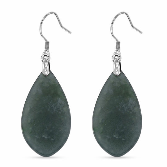 D'Joy Natürlicher Olmek Jadeit Verlangtes Blatt Ohrringe 925 Silber rhodiniert ca. 20.00 ct