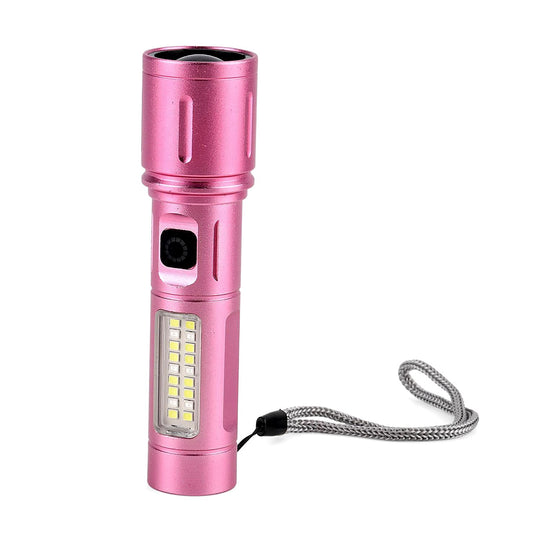 2er-Set LED-Taschenlampen aus Aluminium, wiederaufladbar, 14x3,5 cm, Schwarz