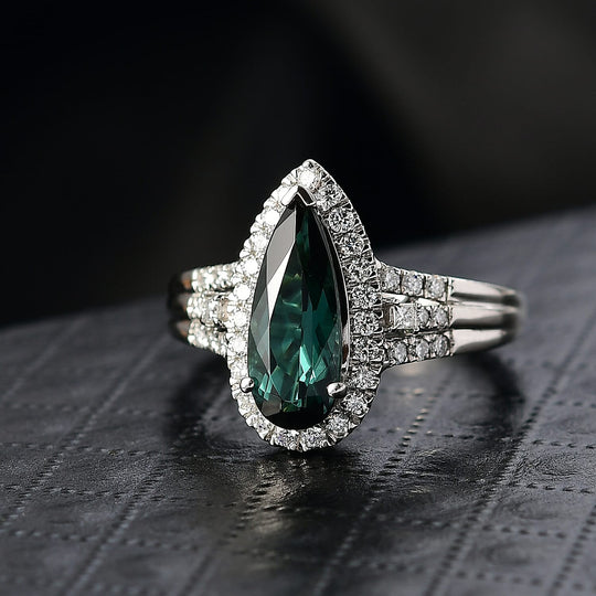 Rhapsody AAAA Pirineu Lagoon Tourmaline, Weißer Diamant AGI zertifiziert Ring 950 Platin (Größe 20.00) ca. 1.44 ct
