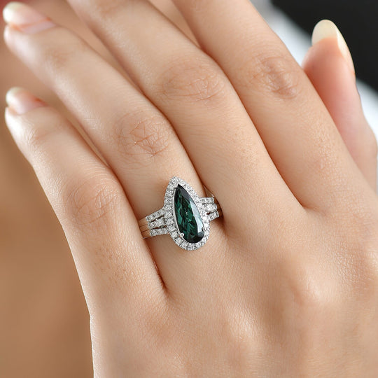 Rhapsody AAAA Pirineu Lagoon Tourmaline, Weißer Diamant AGI zertifiziert Ring 950 Platin (Größe 16.50) ca. 1.44 ct