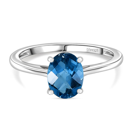 London Blau Topas Ring 925 Silber rhodiniert (Größe 19.00) ca. 1,47 ct