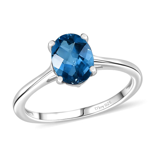 London Blau Topas Ring 925 Silber rhodiniert (Größe 19.00) ca. 1,47 ct
