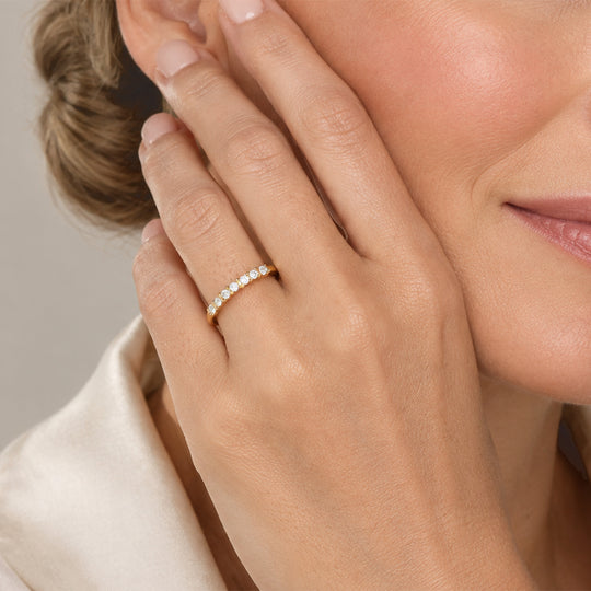 LUXURIANT DIAMOND - Lab Grown Diamant SI-GH Ring 925 Silber 750 Gelb Vergoldet (Größe 16.00) (10-15 Werktage Lieferzeit) ca. 0.21 ct
