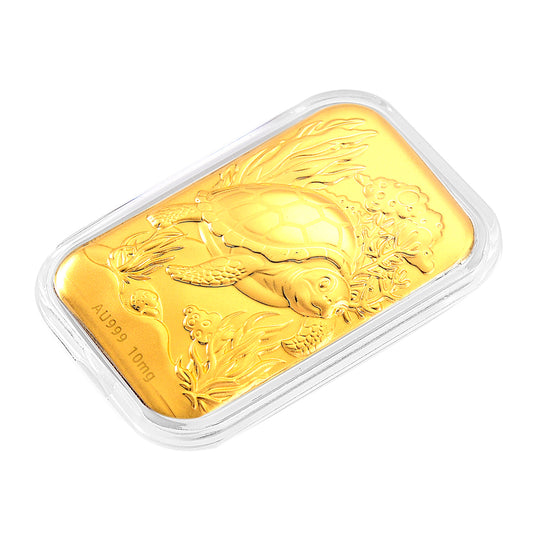 999er Goldfolie mit Schildkrötenmotiv, 4,5x3,1cm, 10mg