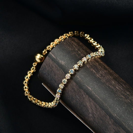LUXURIANT DIAMOND - Lab Grown Mehrfarbiger Diamant SI-GH SGL zertifiziert Armband ca. 19 cm 925 Silber 750 Gelbgold Vermeil ca. 2.00 ct